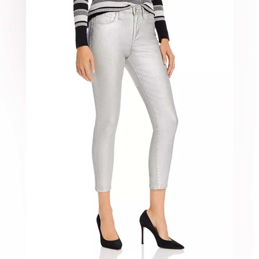 NWT Frame Ali High Rise Cigarette Women‎ Sz 29 Skinny Fit Silver Coated Metallic